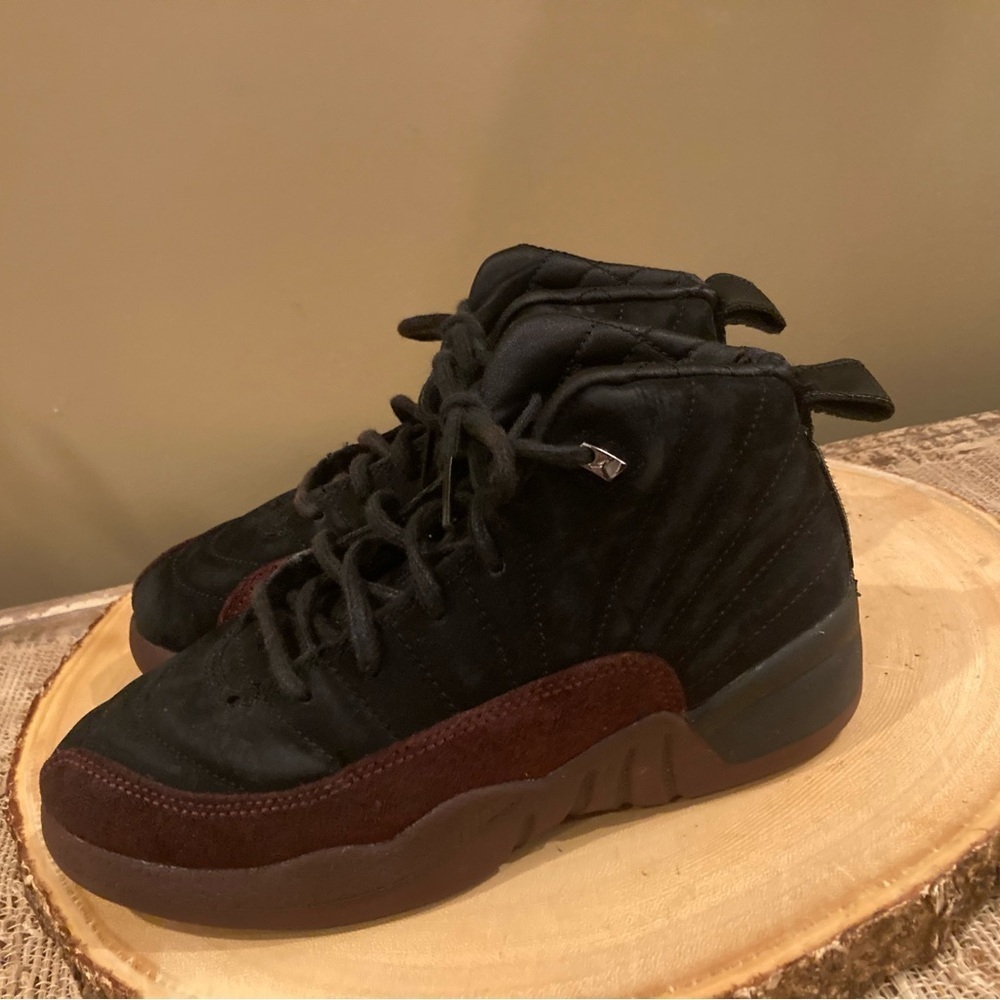 Air Jordan 12 Retro A Ma Maniere (TD) FB2687-001 Black Burgundy AJ12 Size 1Y